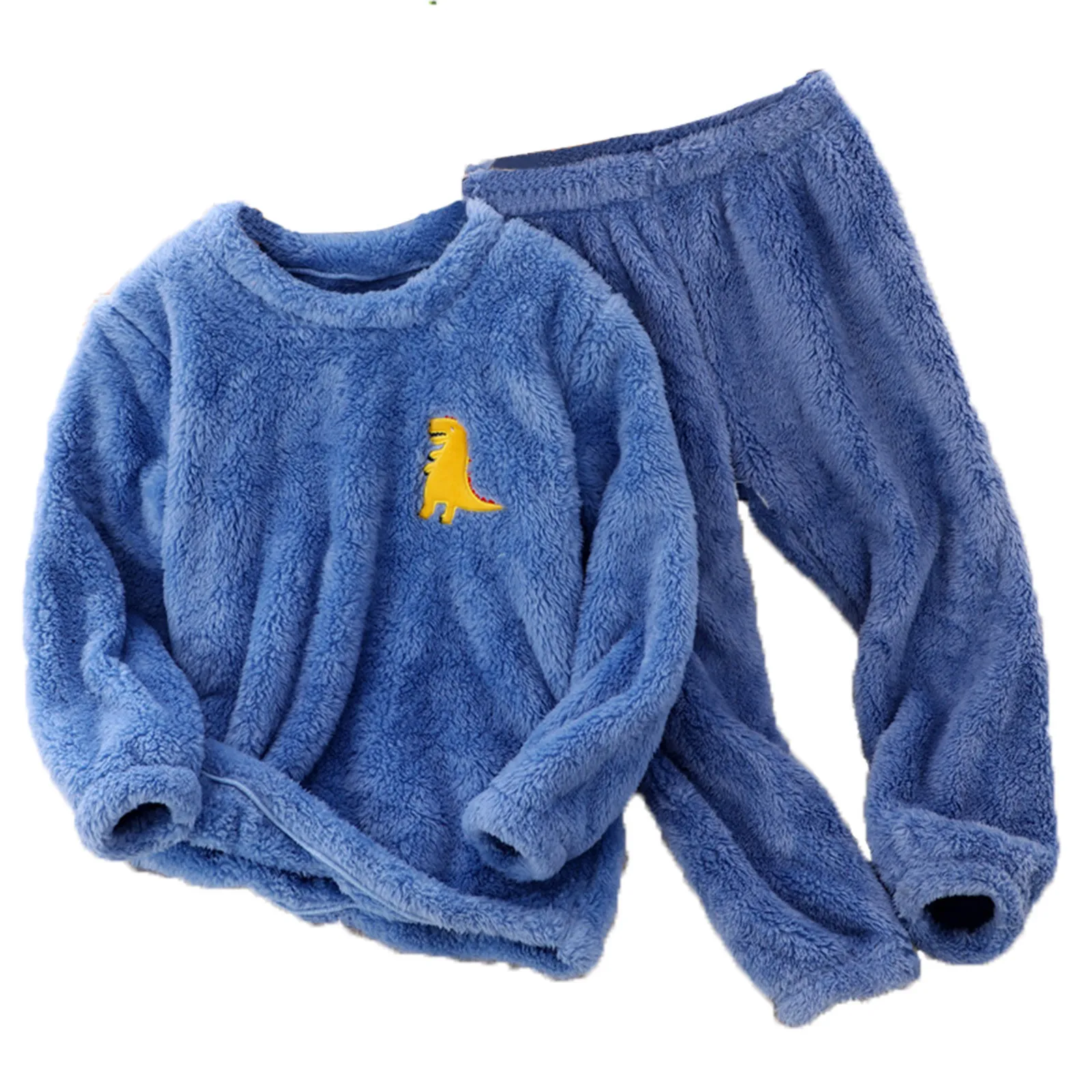 Conjunto de ropa de invierno para niños y niñas, Tops y pantalones de lana de manga larga con estampado de dibujos animados, 2 piezas
