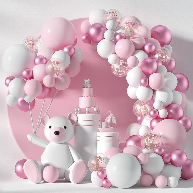 104 PCS palloncini rosa pastello Kit ghirlanda arco palloncini metallici  rosa oro rosa per neonata doccia