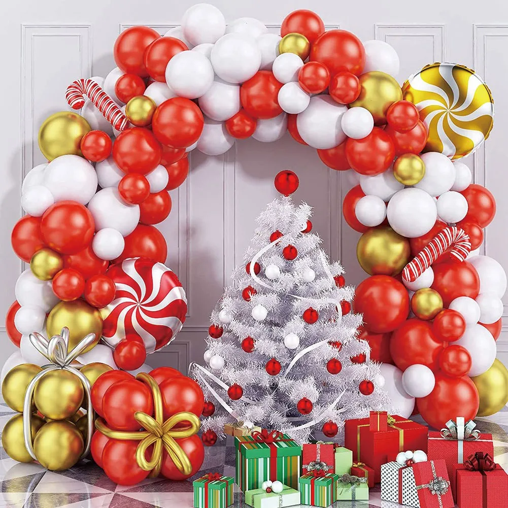

Christmas Red Balloon Garland Arch Kit Lolipop Candy Cane Foil Balloons Christmas Decoration New Year 2023 Gifts Kids Toy
