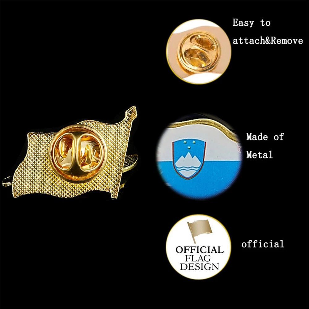 Slovenia National Flag Lapel Badge Waving Flag Badge Jewelry Pin Brooch Wear On Suits & Bag Backpack Accessories