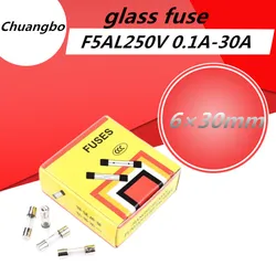 100pcs Assorted Fast Acting Glass Tube Fuses, 6x30mm, 4A - 30A Variety Pack (12A)