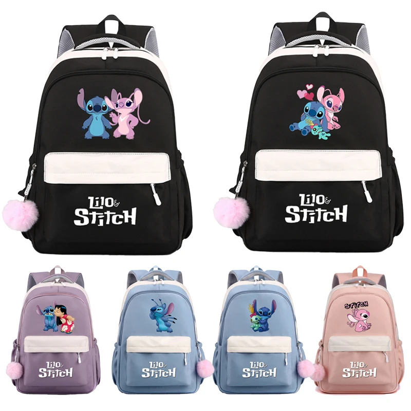 

Disney Lilo Stitch Backpacks Sweet Soft Large Capacity Teenager Girls Bookbag Laptop Backpack Women Rucksack Travel Bag Mochila