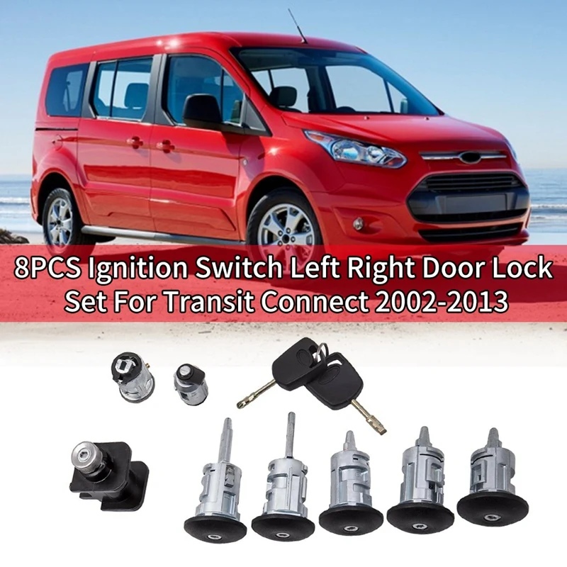 

8PCS Complete Lock Set Ignition Switch Left Right Door Lock Trunk Lock For Ford Transit Connect 2002-2013 2T1AV22050AD