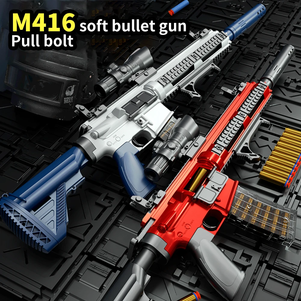 

M416 Shell Throwing Ejecting Gun 98K Airsoft Pistol Soft Bullet Toy Gun Weapon Children Blaster Shoot Outdoor Game Boys