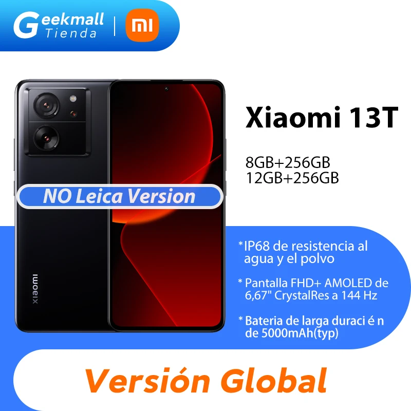 Versión Global Xiaomi 13T MTK Dimensity 8200-Ultra IP68 WaterProof 50MP 144Hz AMOLED Displa 67W Fast Charge