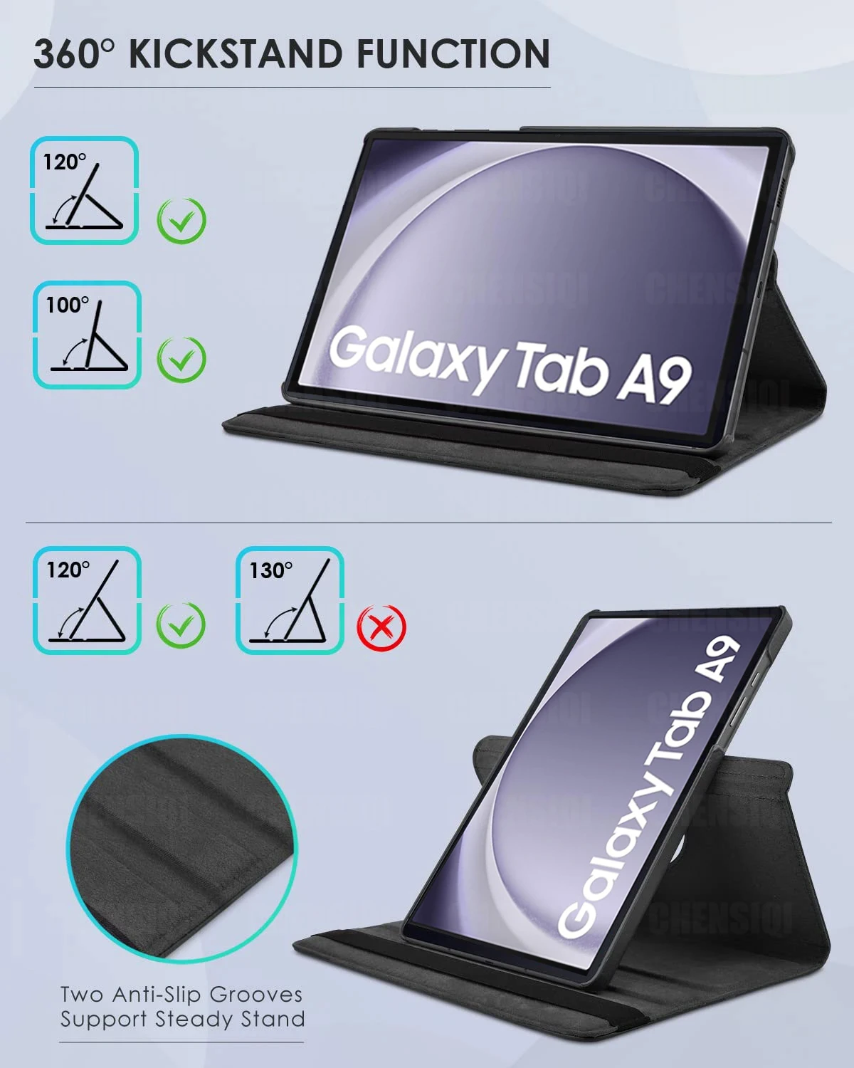 Ultra-Thin PU Leather Rotating Stand Case with Sleep-Wake Function
