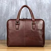 Vintage Men's Briefcase Top Layer Cowhide Casual Handbag Leather Business Shoulder Messenger Bag Brown 14 Inch Laptop Bag NZPJ 2