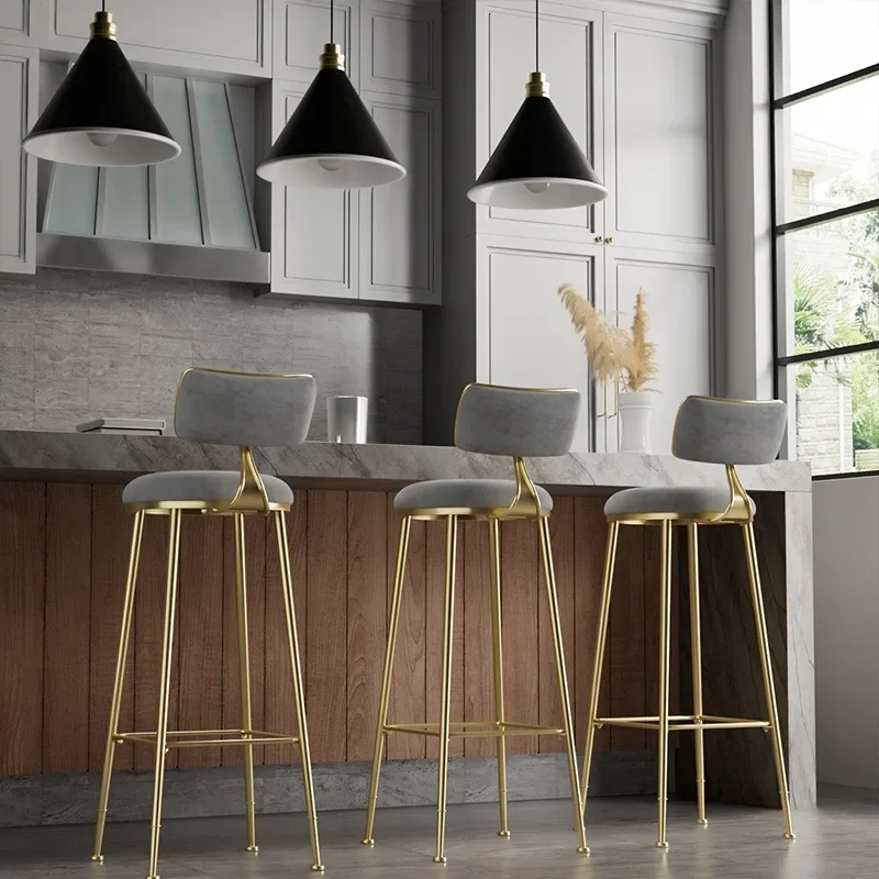 Nordic Bar Stool Simple Light Luxury Iron Home Bar Stool High Chair Backrest