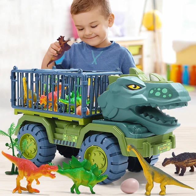 Children Dinosaur Engineering Car Toys Kids Large Size Transport Excavator Vehicles Carrier Truck Toy Pull Back Vehicle Gifts 3