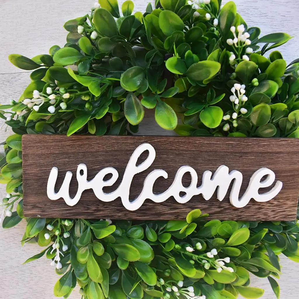 Artificial Eucalyptus Garland Welcome Sign, Front Door Wreath Home