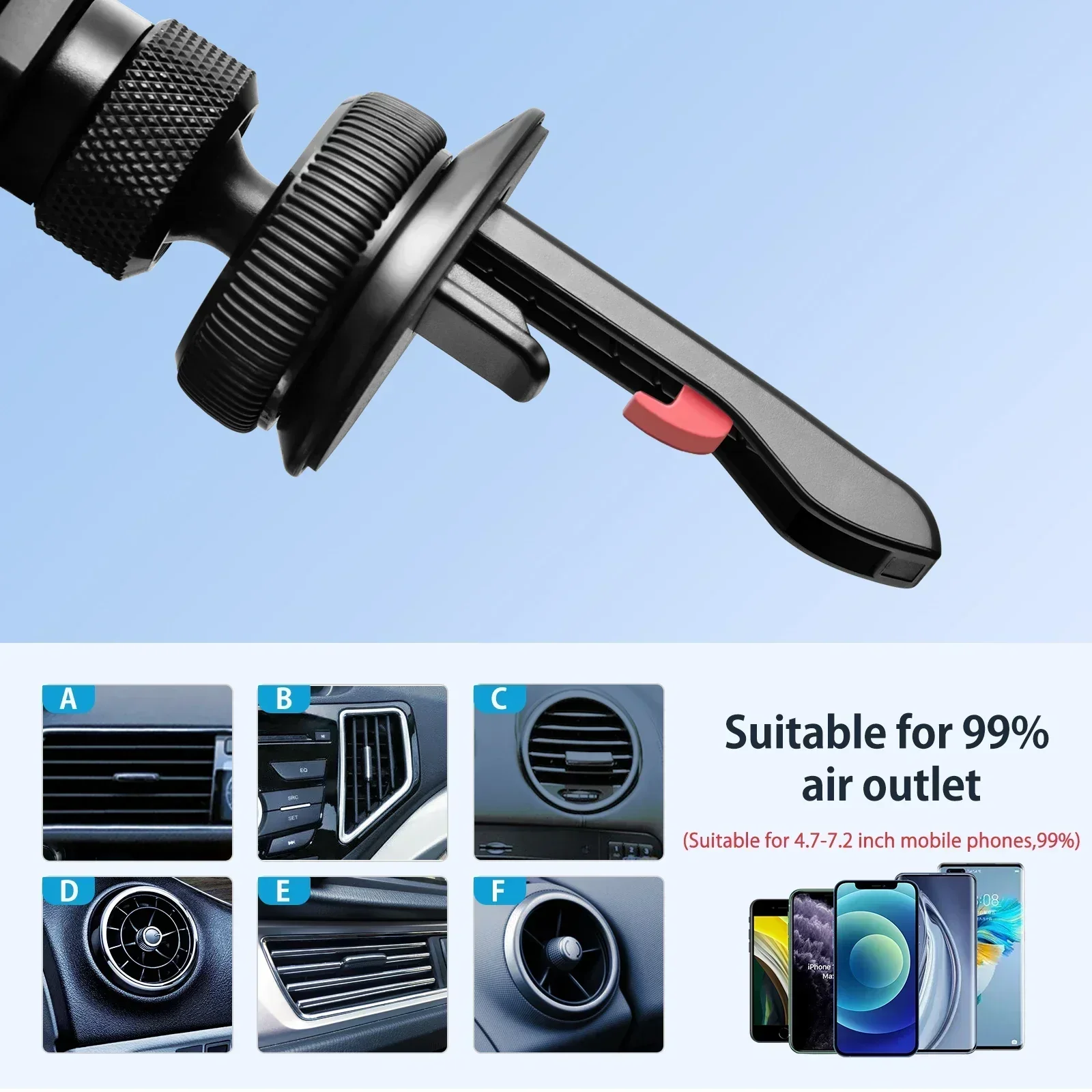 Eary Gravity Car Phone Holder 360°Rotating Alloy Car Mount Air Vent Clip Auto Lock Automobile for iPhone Android And Smartphones