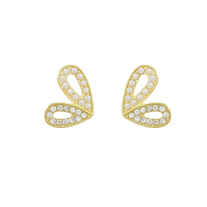 

Simple Irregular Love Heart Earrings Zircon Lucky Love Heart Mother's Day Woman Girl Wedding Blessing Ear Studs Jewelry
