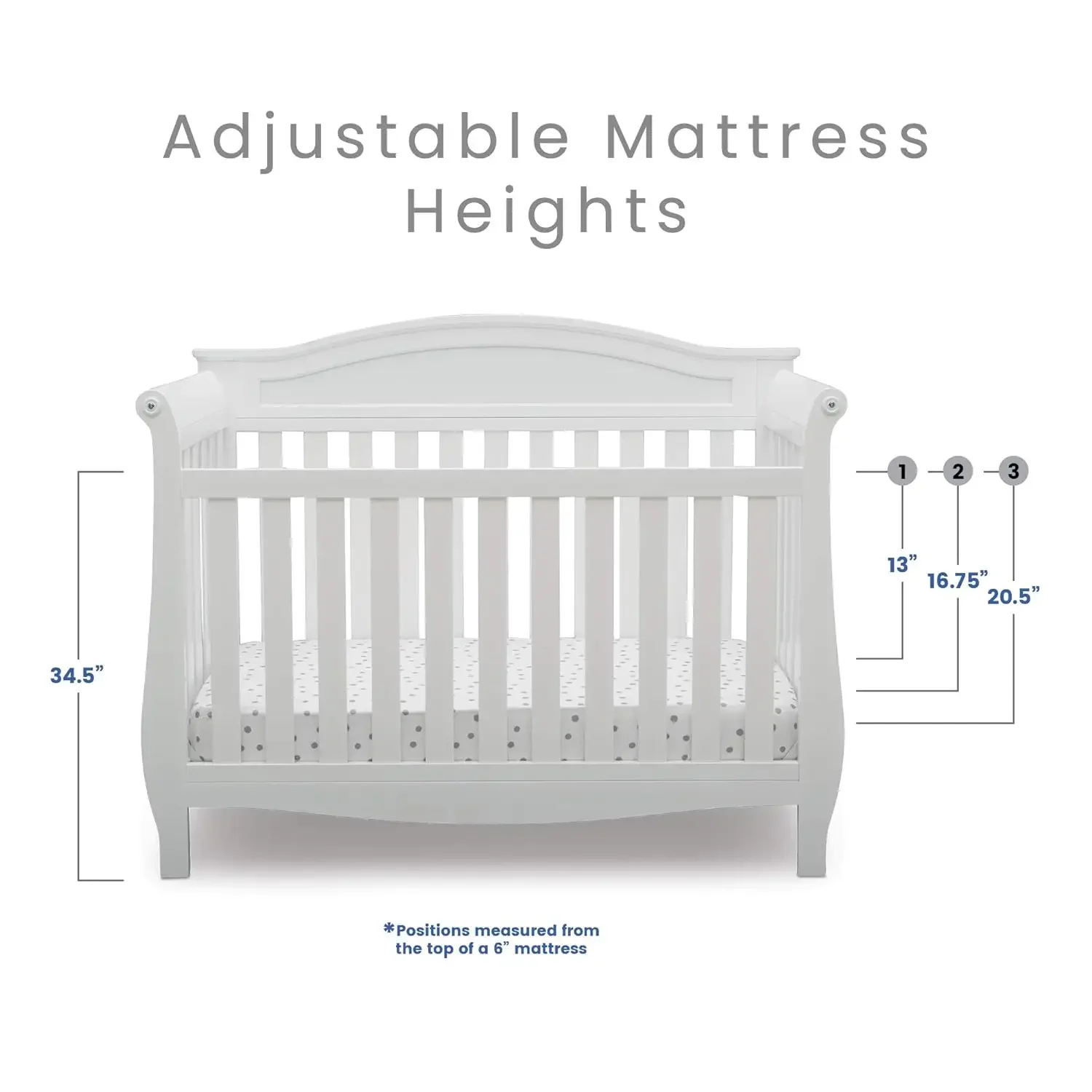 Children Lancaster 4-in-1 Convertible Baby Crib Bianca White