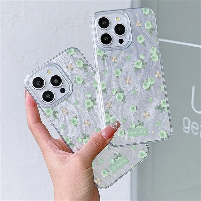 Floral Silver Laser Hard Cover Phone Case