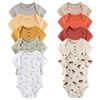 New Born Bodysuits Unisex 5Pieces Baby Girl Clothes Solid Color Cotton Baby Boy Clothes Set Cartoon Print Summer Bebes 1