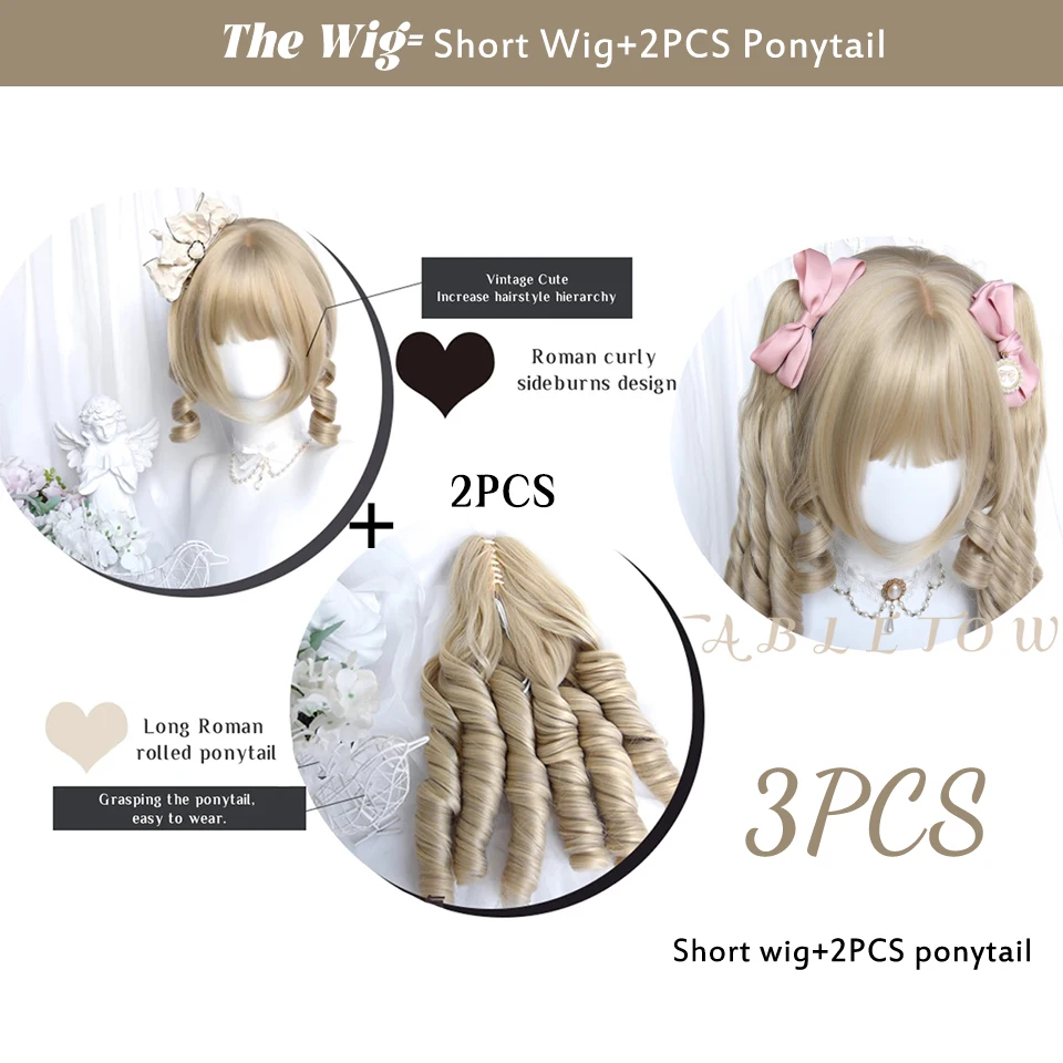 Natural Blonde Synthetic Hair Wigs for Women with Bangs