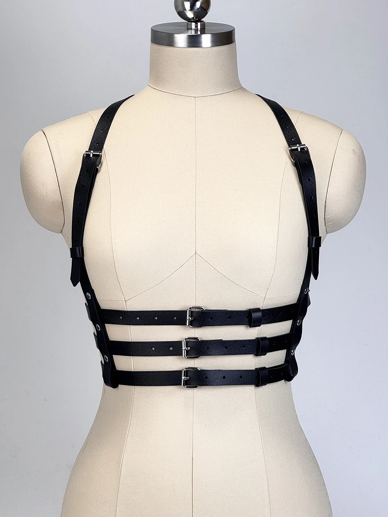 Damen Punk Mode Ledergürtel Street-Style Taillengürtel Hosenträger für Frauen Körper-Harness Korsett-Gürtel Gothic Kleidung Accessoires – Detail 8