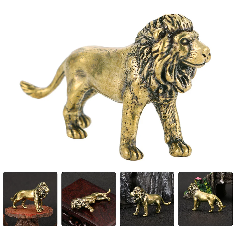 

Vintage Brass Lion Figurine Brass Lion Ornament Lifelike Lion Statue Office Decor