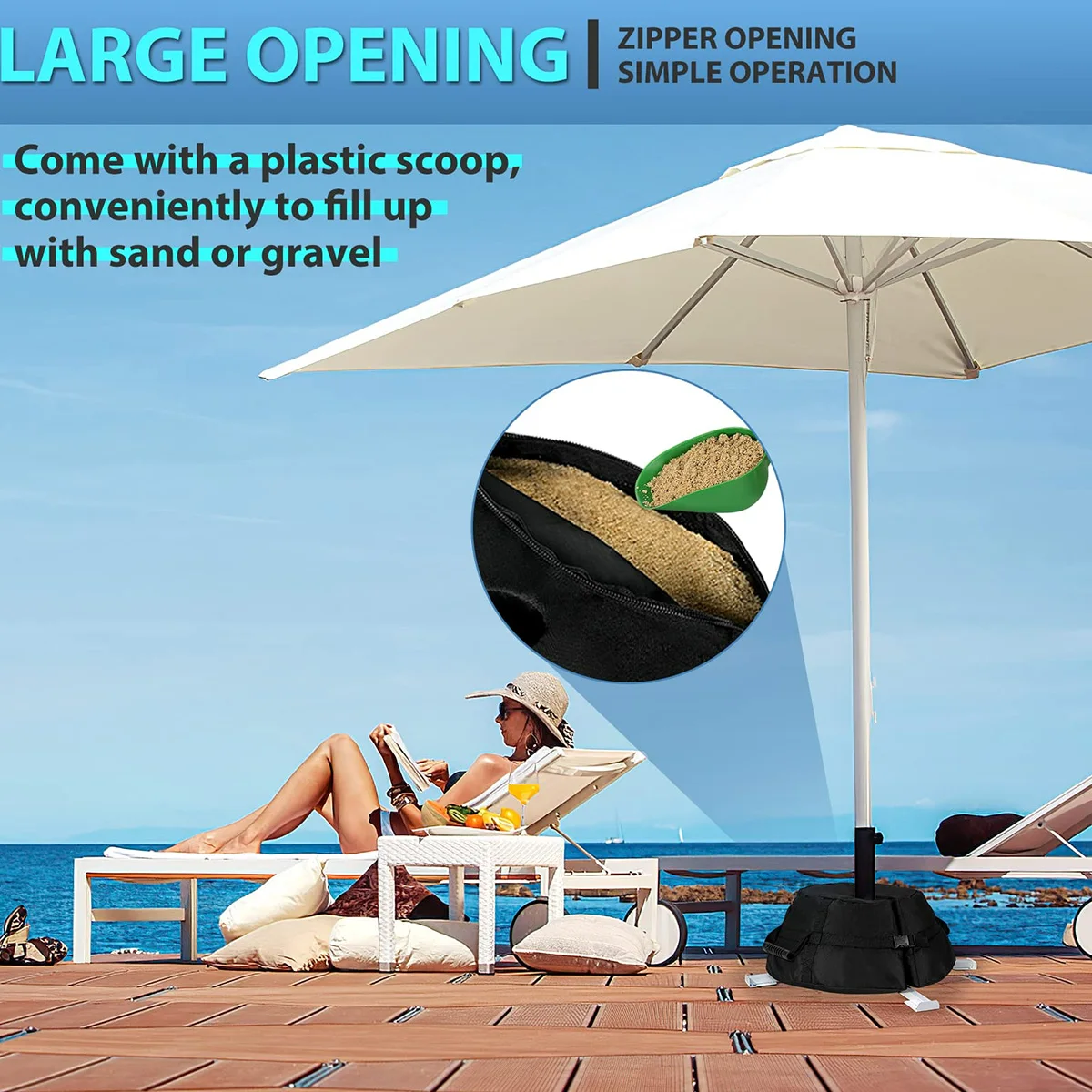 Umbrella Stand Umbrella Base Weight Bag 600D Heavy Duty Sand Bags Weatherproof Parasol Umbrella Stand Base with Shovel for Outdoor Courtyard