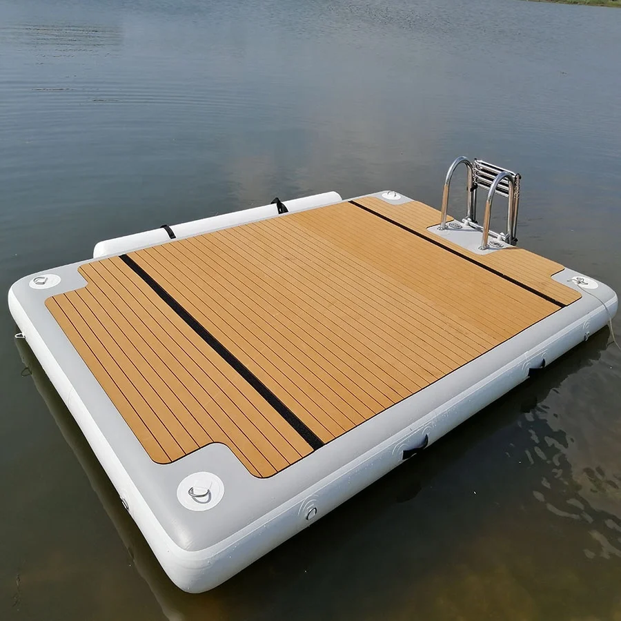 Inflatable Yacht Floating Dock Jet Ski Water Island Floats Platform for Lake River Pool Sunbathing