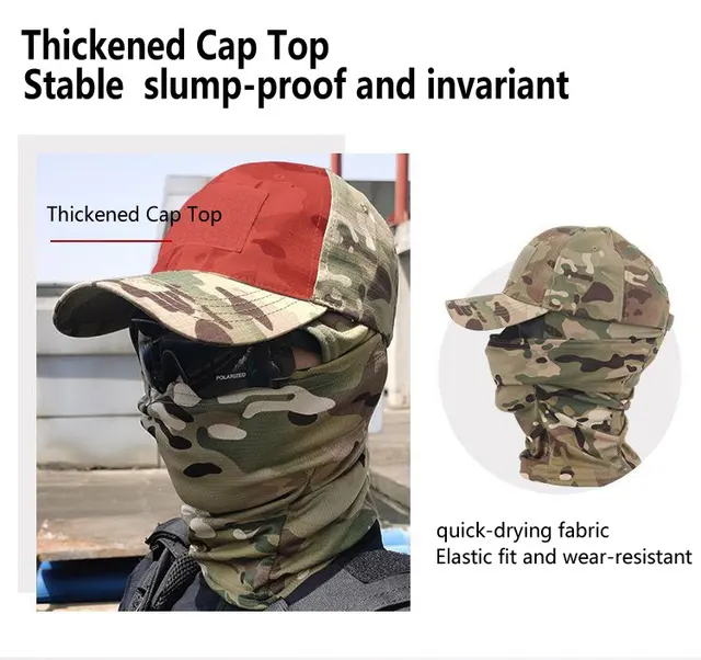 Tactical Balaclava Baseball Caps Full Face Mask Set Men Summer Snapback Sun Hat Outdoor Hunting Camouflage Balaclava 2