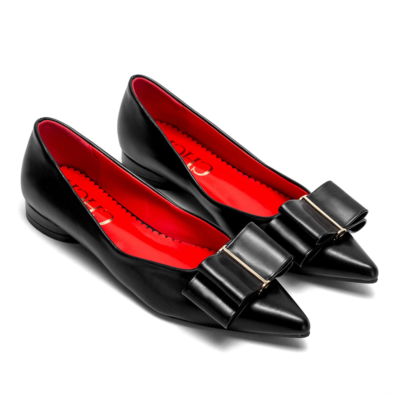 622384-575f26.jpg CHCH Women's Flat Shoes New Black Pointed Bow Business Shoes Comfortable Commuting Women's Shoes - Image 1