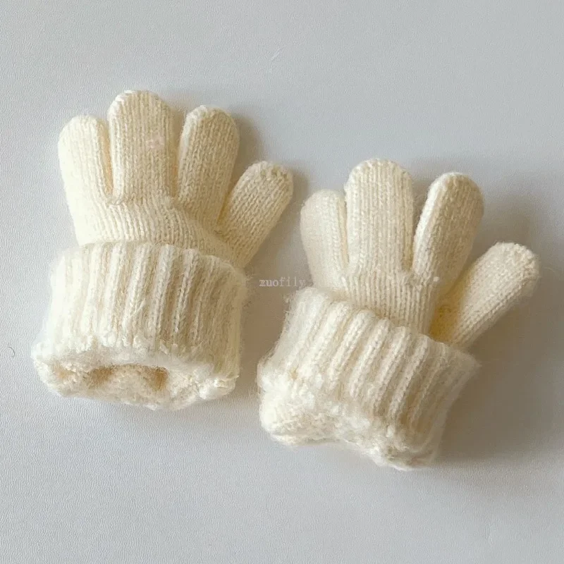 3-7Years Baby Girls Boys Winter Knitted Gloves Solid Candy Warm Mittens Toddler Knitted Thicken Acrylic Soft Full Finger Gloves winter gloves baby mittens