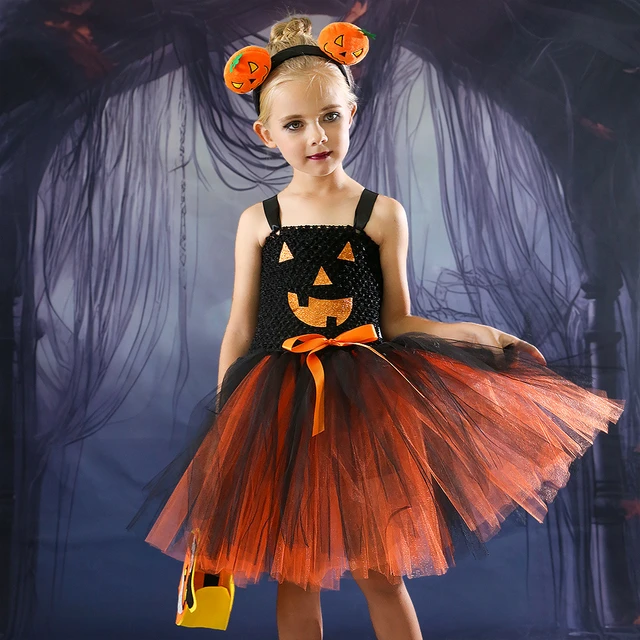 Halloween Children Clothing Girls Pumpkin Cosplay Costume Makeup Ball  Performance Little Witch Princess Dress for Kids - AliExpress