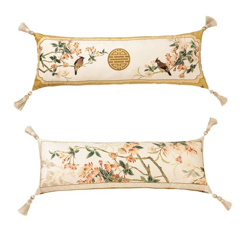 Chinese Flora Bird Pillows 35x100 Long Cushion Luxury Retro Cushions Decorative Pillow For Sofa Chair Bedding Home Decoration 6