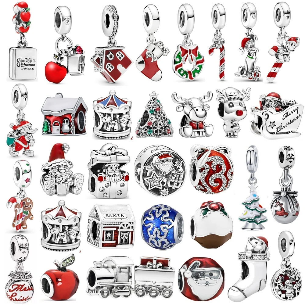 Abalorio de plata 2022 para accesorio de Navidad, árbol de Santa Claus, Reno, muñeco de nieve, compatible pulsera Pandora Original, joyería artesanal, 925| | AliExpress