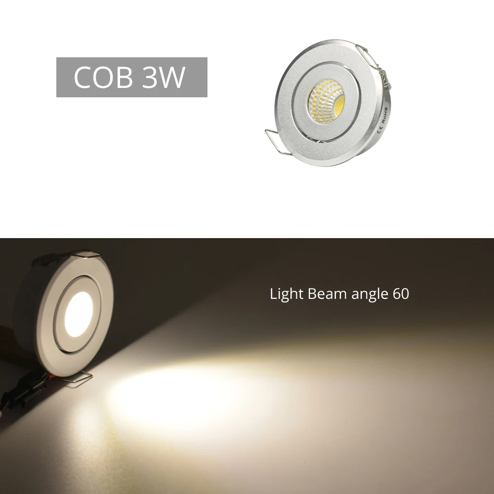 10pcs Mini 1W 3W Silver Aluminum Spot LED Downlight Receesed Ceiling Light Small Size Cut 40-45mm