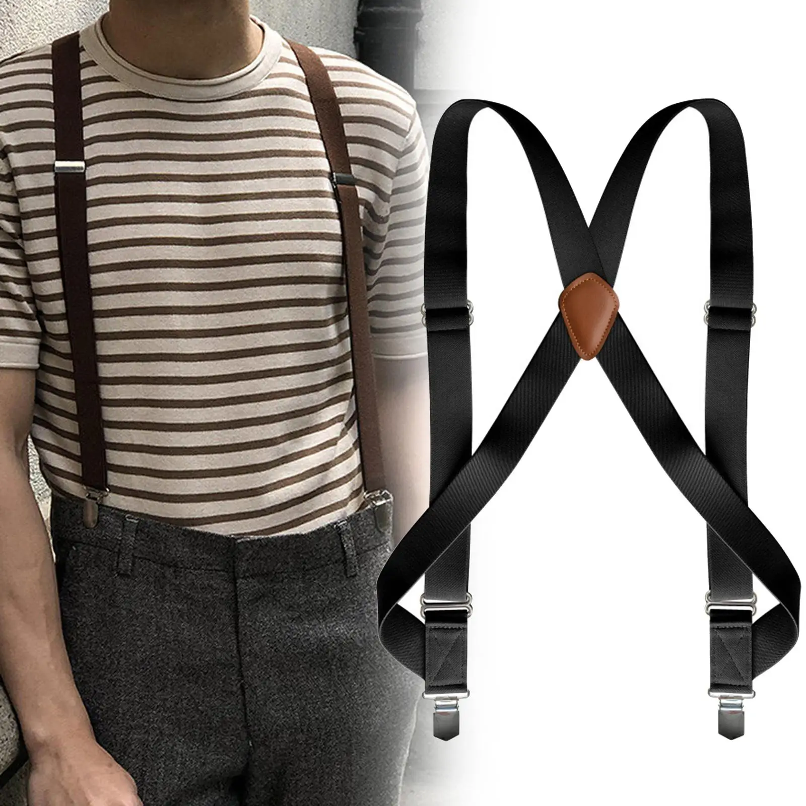 Mens Suspender with Clips Clothes Accessories Pants Holder Work Suspenders  for Men Construction Band Suit Pants Shorts Jeans - AliExpress