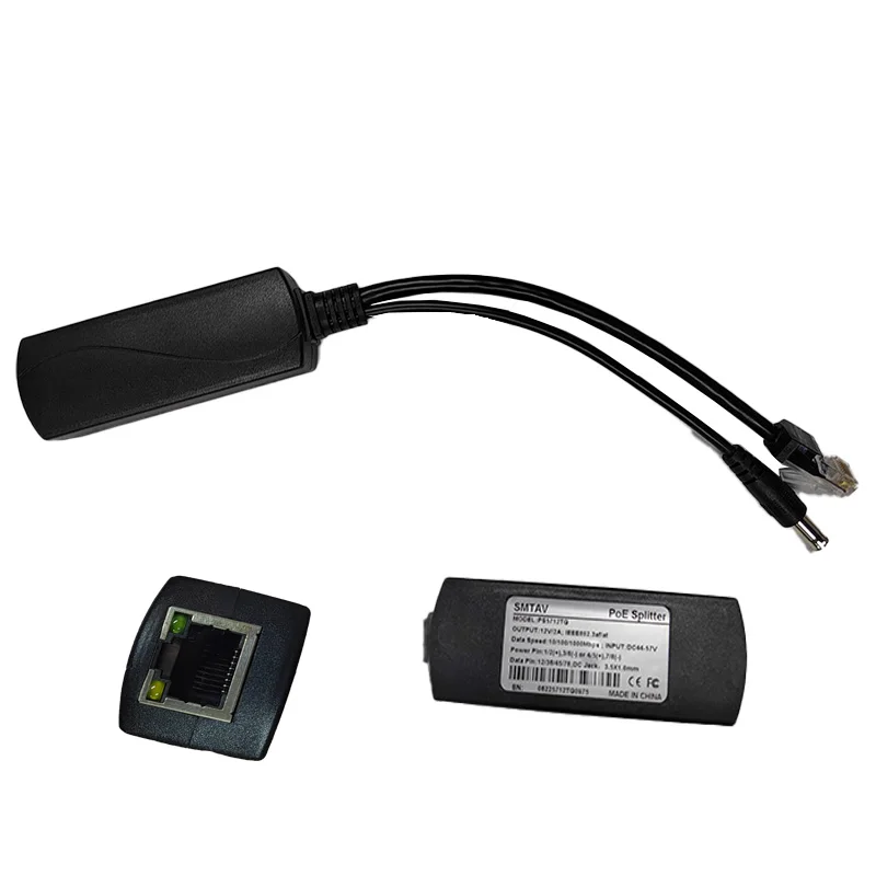 SMTAV Gigabit PoE Splitter DC12V 2A Outputs For Video Conference Camera PV Camera