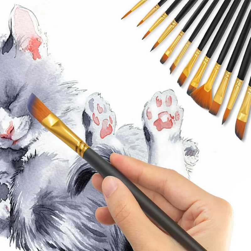 12-Piece Nylon Artist Brush Set 2