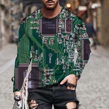 

Electronic Chip Hip Hop T Shirt Men Women 3D Machine Printed Oversized T-shirt Harajuku Style Spring Autumn Long Sleeve Tee Tops