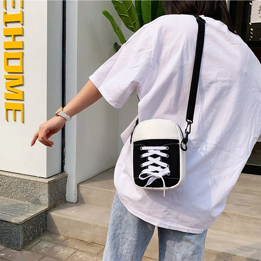 Bolsa de lona feminina, bolsa engraçada, forma de sapatos pequenos, estilo coreano, bolsa crossbody, rua, personalidade