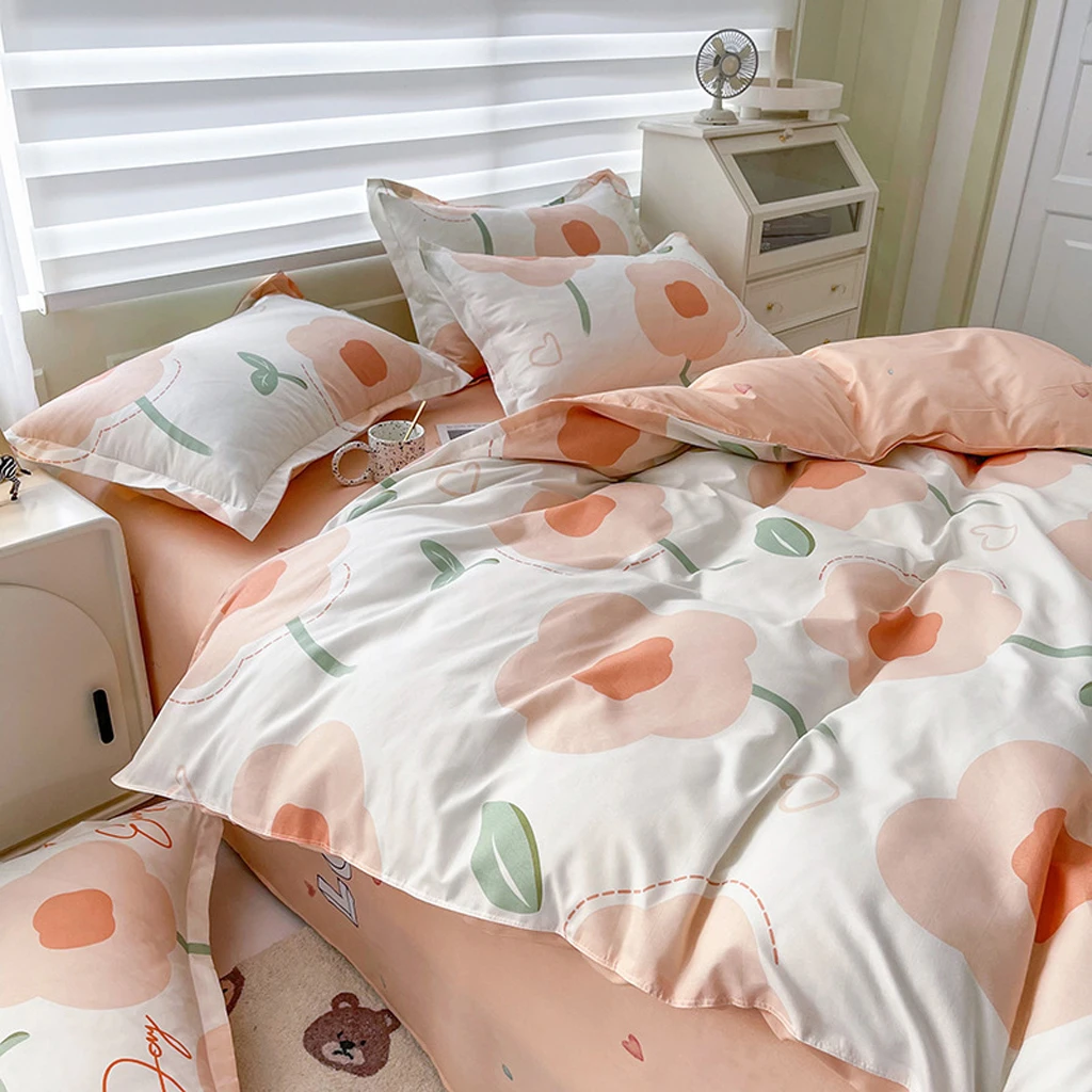 

Flower Pattern Quilt Cover Pillowcase Bedding Two or Three Piece Set Постельное Бельё Евро King Size Bedding Set Korean Style