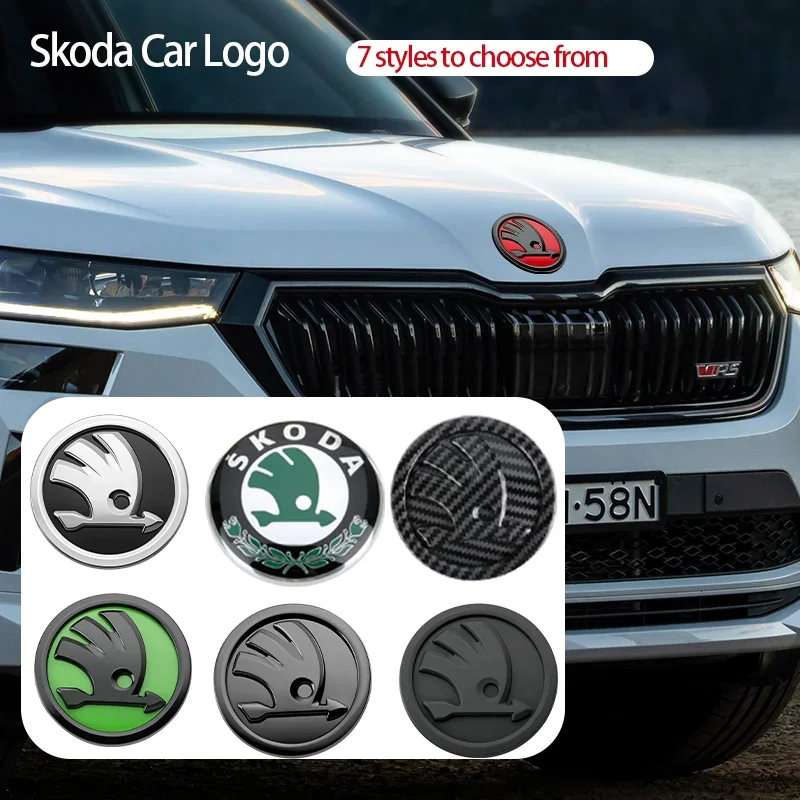Skoda Fabia 1 2 Octavia a7 RS 용 2Pcs 80mm 90mm 엠블럼 뛰어난 Rapid Yeti Karoq Vision 자동차 헤드 전면 후면 부츠 테일 게이트 스티커