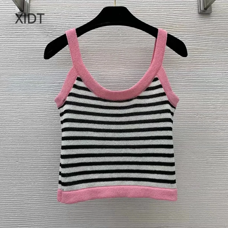 

New 2024 Spring/Summer contrasting striped camisole knit vest!