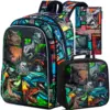 3PCS Backpack for Boys, 16 Inch Dinosaur Water Resistant Preschool Bookbags, Cool Elementary Kindergarten School Backpacks and L 1