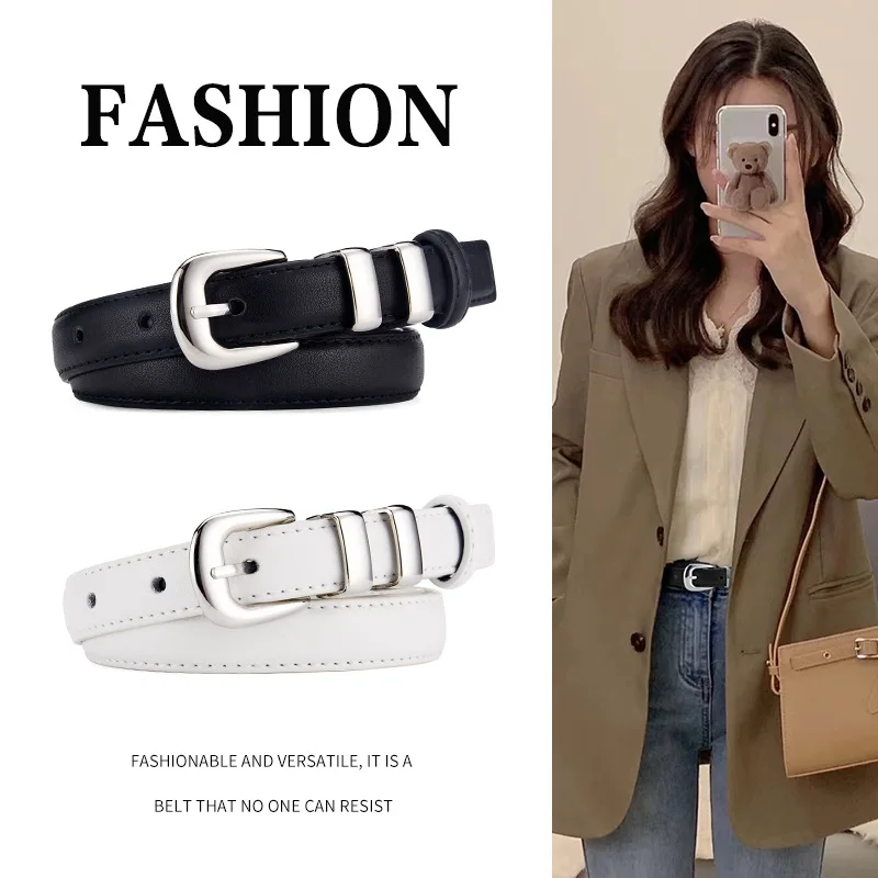 Luxury New Belt Women's Versatile Fashion Thin Belt Simple Decoration with Dress Jeans Real Cowhide Belt genuine leather women s thin waistband cowhide retro and minimalist style paired with skirt dress decoration   belt