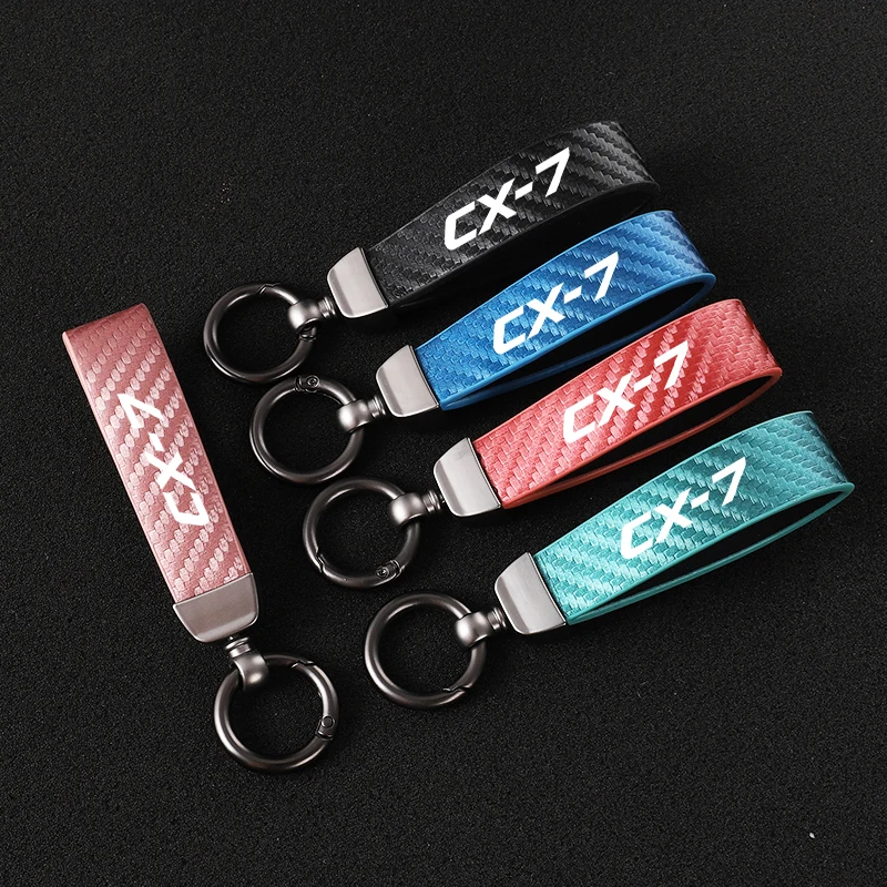 

Car Carbon Fiber Leather Rope Keychain Key Ring for Mazda CX7 Car Accessories