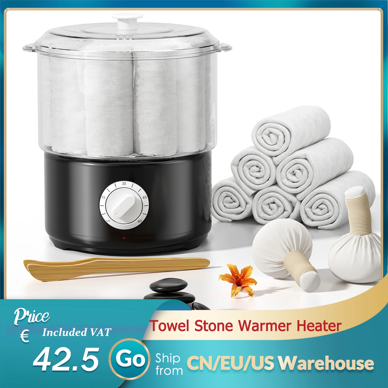 Spa Towel Stone Warmer Quick Heating Towel Steamer SORANTIQ