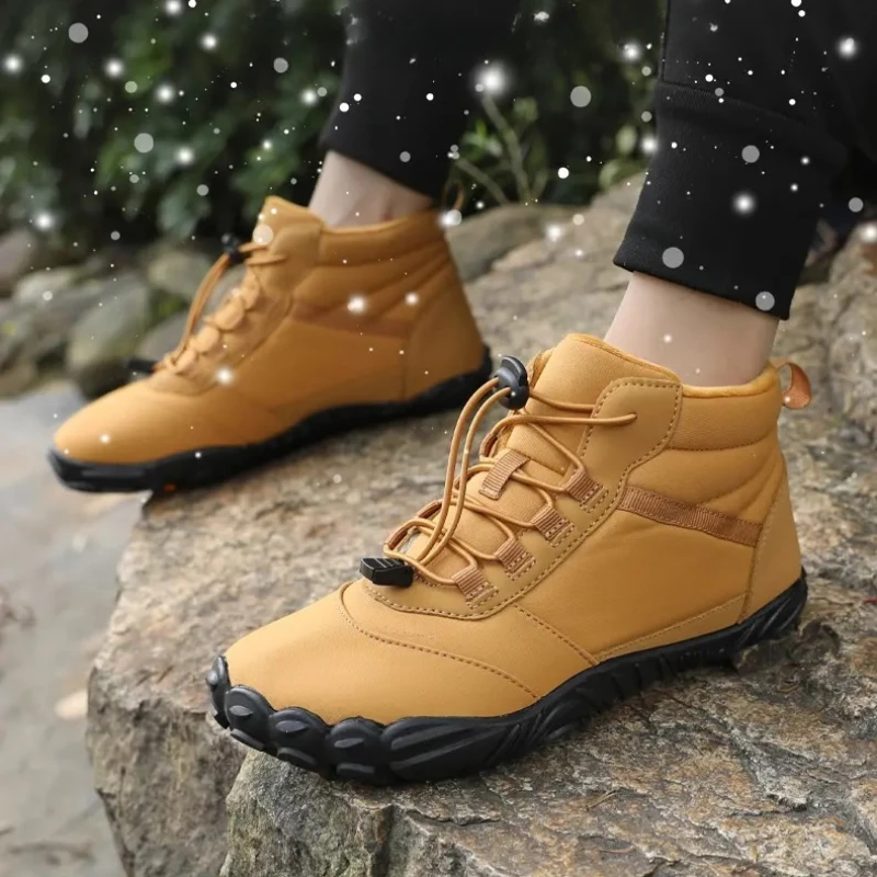 

Winter Barefoot Boots Men Waterproof Winter Sneakers Ankle Snow Shoes Plush Warm Hiking Boots