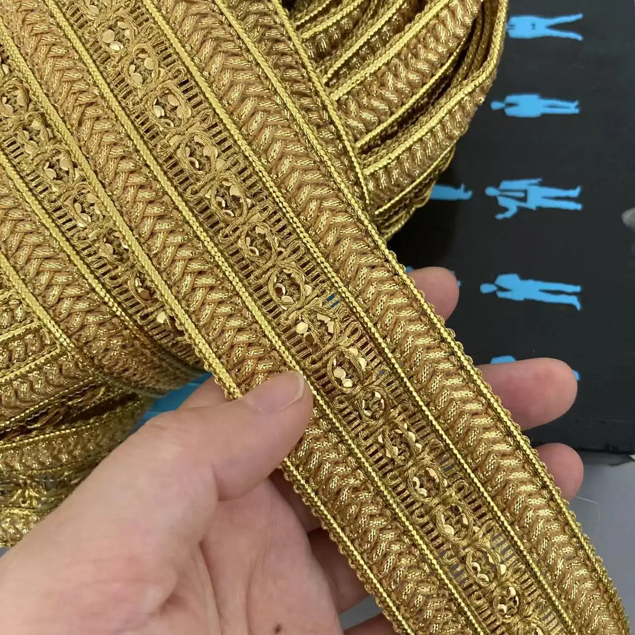 1 Yard 4.5cm Gold Lace Trim Ribbon Gold Thread Webbing Ethnic Style Clothing Embroidery Sequin Fabric Jacquard Accessories