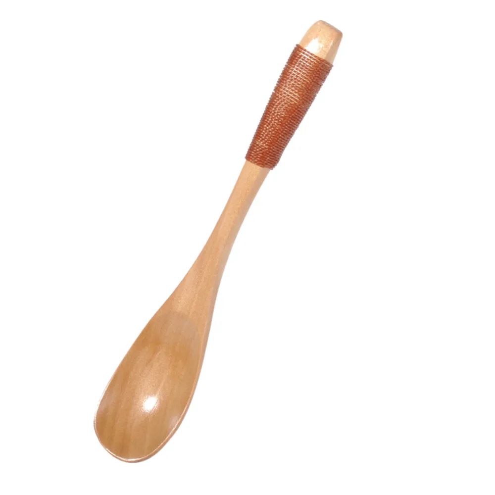Small Scrub Brush Wooden Spoon Fork Kitchen Cooking Utensil Tools Soup-Teaspoon Tableware