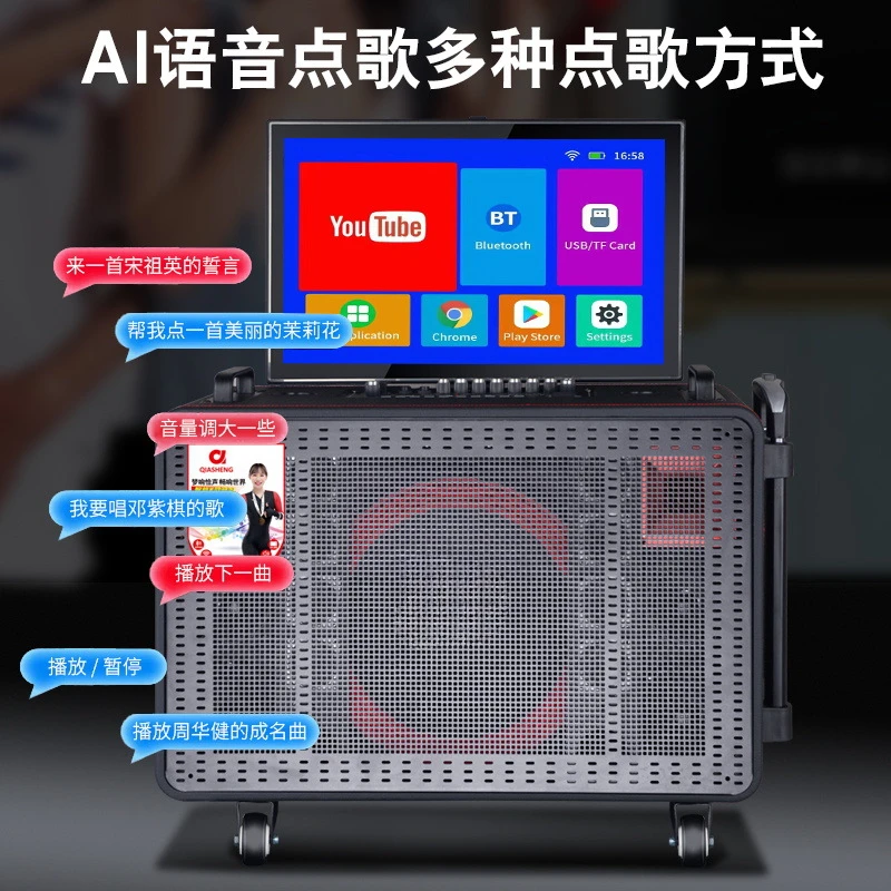 Display screen Flip cover Outdoor mobile trolley case Home Karaoke video all-in-one machine
