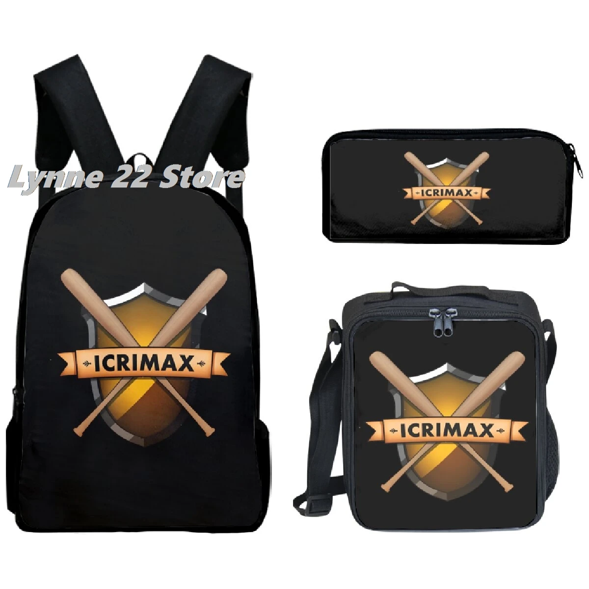 Hot Sale icrimax Backpack 3pcs/Set Boys Girls School bag lunch bag pencil case icrimax Bag Travel Laptop 1