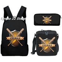 Hot Sale icrimax Backpack 3pcs/Set Boys Girls School bag lunch bag pencil case icrimax Bag Travel Laptop 1