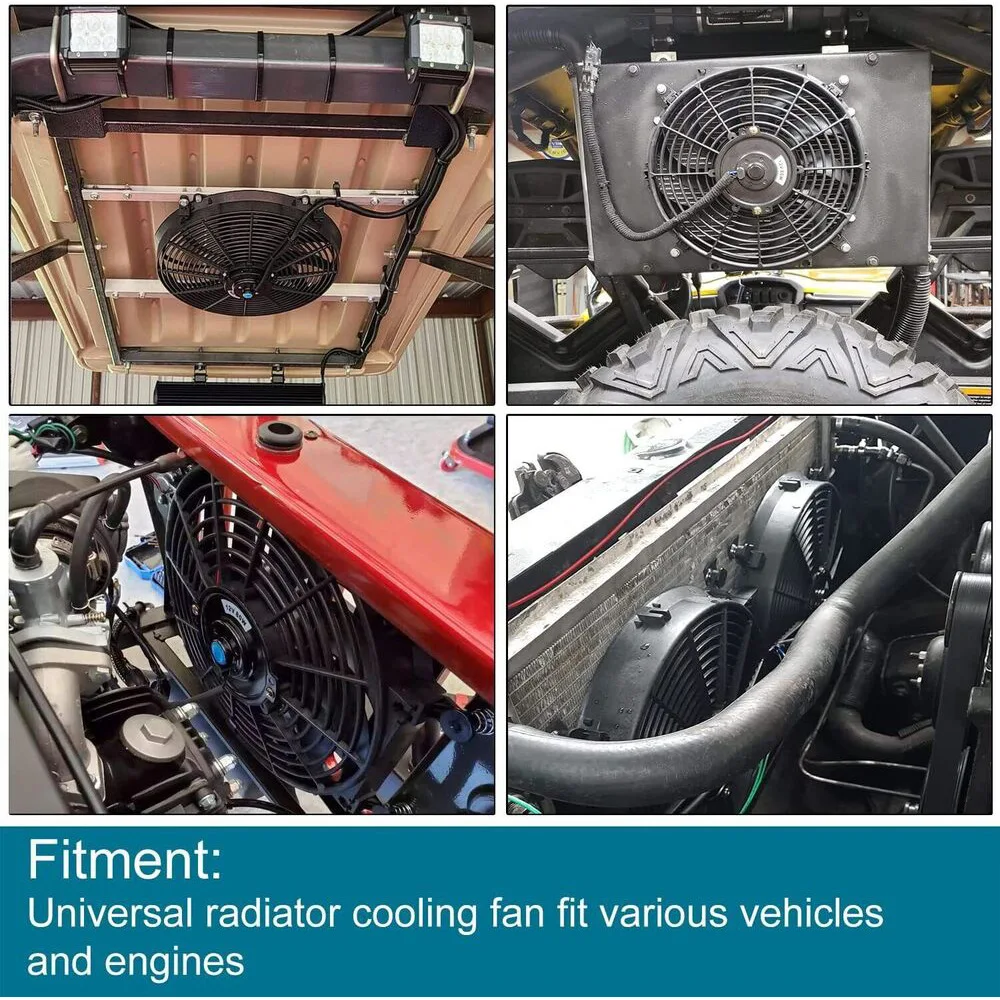 Electric fan car fan universal 7/9/10/12 Inch 12V 80W 2100RPM car air conditioning electronic radiator cooling fan blade electric cool mounting kit